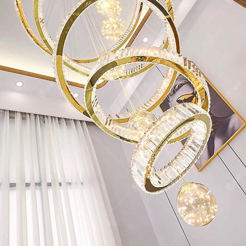 Lustre design anneau en cristal intelligentes pour décoration moderne - vue 5 sur 11