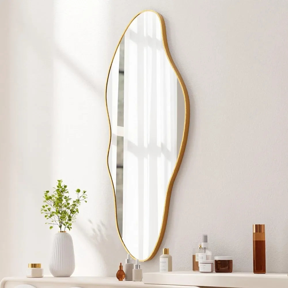 miroir mural asymétrique cadre doré pour décoration intérieure - vue 1 sur 8
