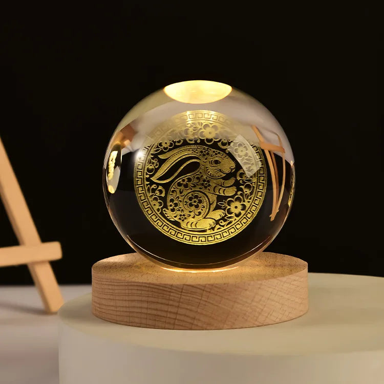 boule de cristal 3D système solaire gravé cadeau décoratif - vue 5 sur 32