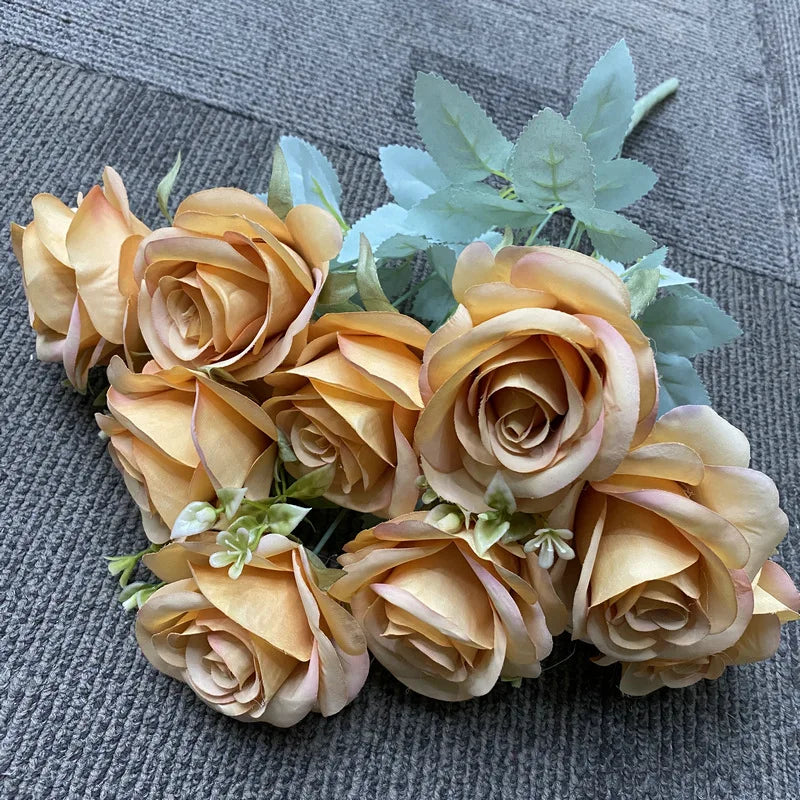 bouquet de roses artificielles en soie décoration florale élégante - vue 6 sur 15