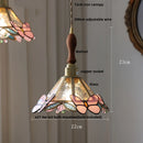 suspension en verre coloré avec fil de bois réglable moderne
