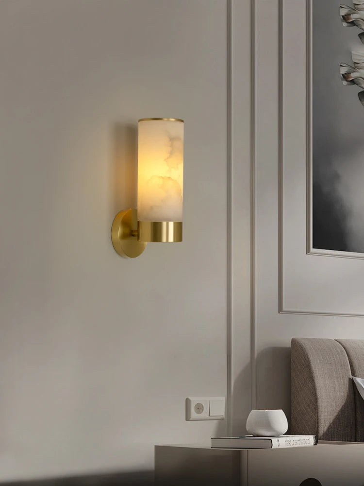 applique murale led minimaliste moderne en marbre naturel - vue 2 sur 10