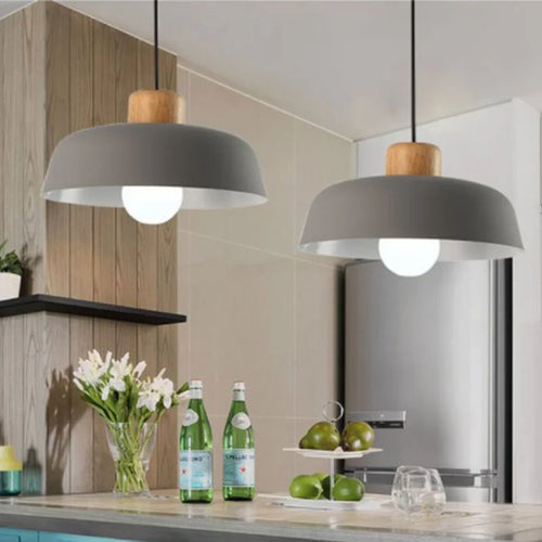 lampe suspendue style nordique macaron led en aluminium décoratif - vue 5 sur 12