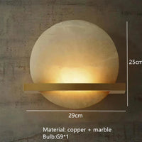 applique murale ronde en marbre naturel et cuivre