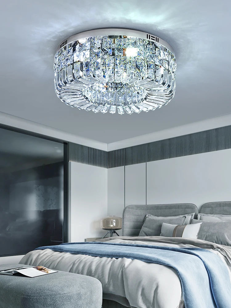 plafonnier led classique en cristal chromé pour intérieur moderne - vue 5 sur 11