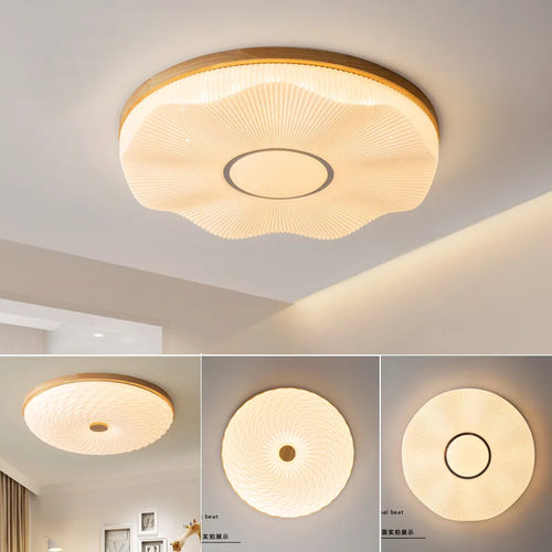 plafonnier led encastré en bois créatif nordique loft éclairage - vue 6 sur 10
