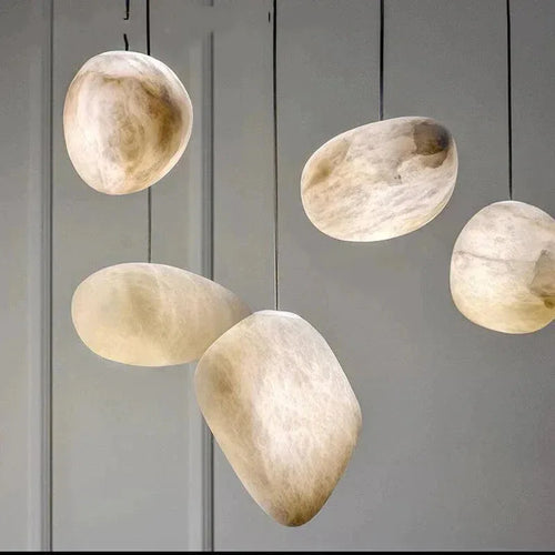 lustre moderne led texture naturelle marbre - vue 3 sur 10