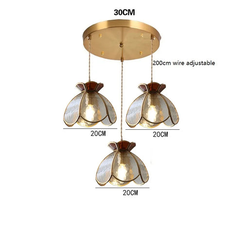 Suspension vintage en cuivre avec abat-jour en verre fait main - vue 13 sur 21