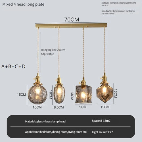 lustre vintage edison avec ombre en verre cristal pour bar loft - vue 22 sur 22