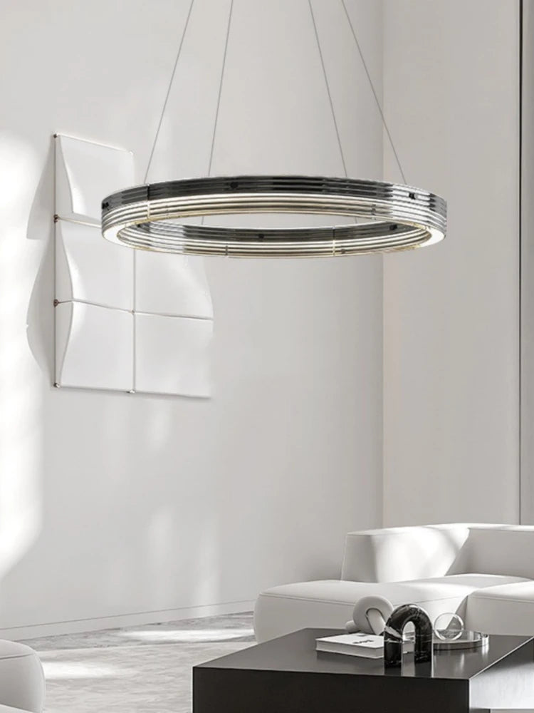 suspension circulaire en verre design moderne et minimaliste - vue 1 sur 11