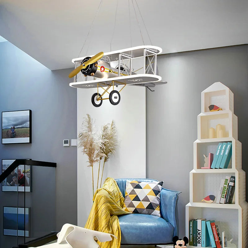 lustre créatif avion hélicoptère pour chambre enfant moderne - vue 5 sur 9
