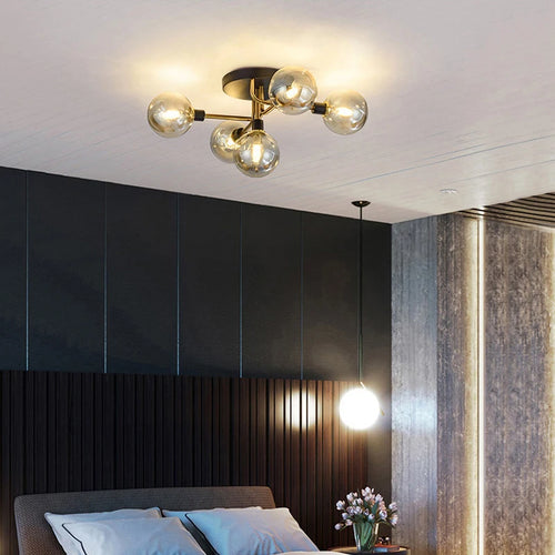lustre led verre moderne salon maison décor plafonnier - vue 4 sur 18