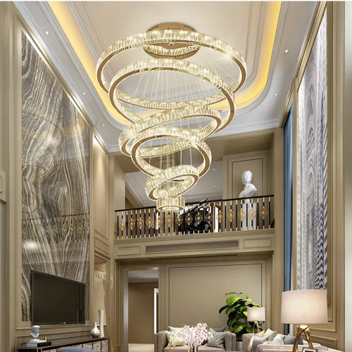 lustre moderne en cristal avec anneau pour décoration intérieure - vue 4 sur 7