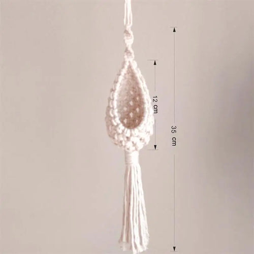 support mural en macramé pour plantes aériennes style bohème - vue 6 sur 10