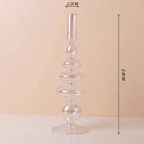 bougeoir en verre décoratif à rayures coniques pour événements festifs - vue 19 sur 30