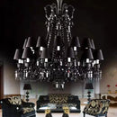 lustre en cristal noir européen avec lampe à bougie à led