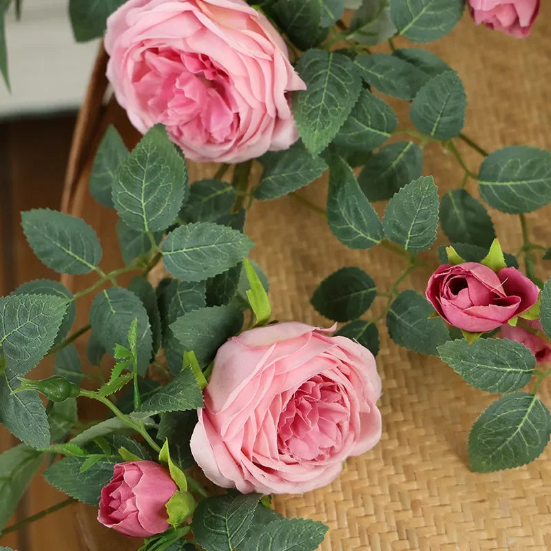 fleurs artificielles en soie roses vignes décoration florale élégante - vue 3 sur 11