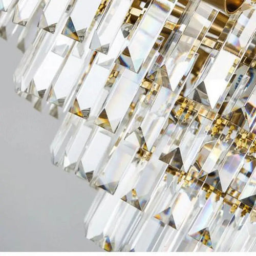 plafonnier moderne en cristal doré avec éclairage led trois couleurs - vue 6 sur 13