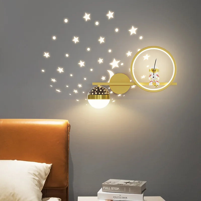 applique murale led créative lune astronaute décoration pour enfant - vue 5 sur 23