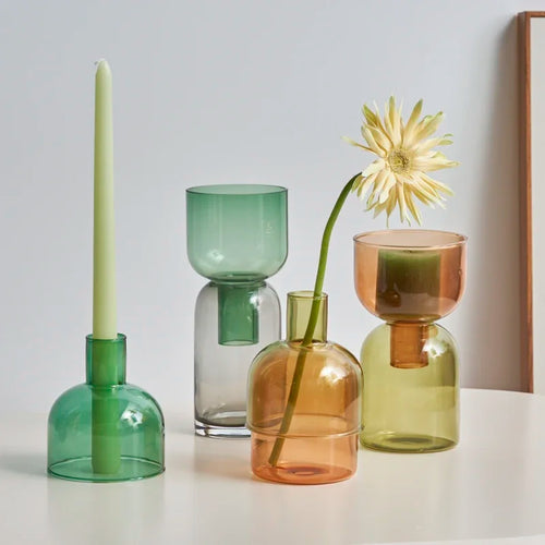 bougeoir décoratif en verre pour bougies et plantes - vue 4 sur 22