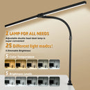 lampe de bureau à double tête à pince led adjustable