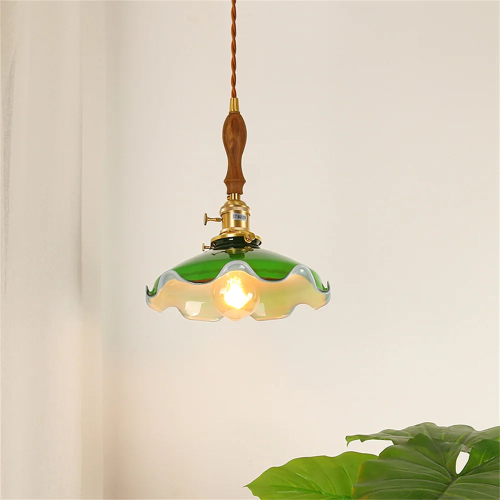 suspension vintage en cuivre et verre pour loft - vue 4 sur 12