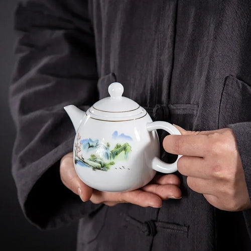 Theiere porcelaine style chinois service the puer 250ml - vue 6 sur 7