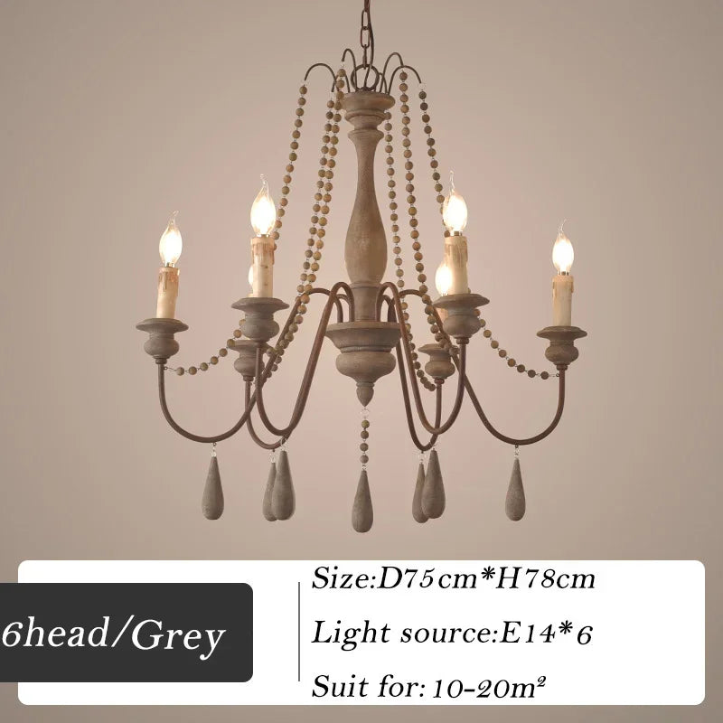 lustre en bois rétro pour décoration intérieure élégante - vue 8 sur 16