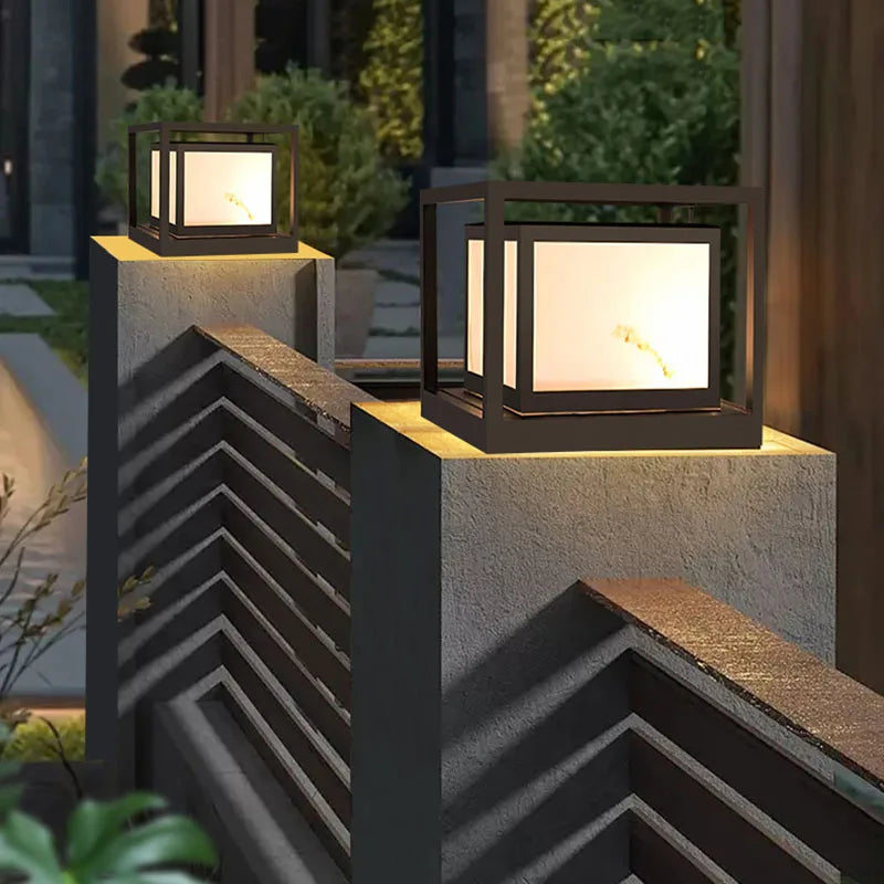 lampe de jardin en marbre solaire étanche pour extérieur - vue 2 sur 14
