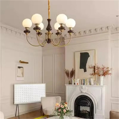 lustre rétro en métal et verre pour intérieur élégant - vue 6 sur 8