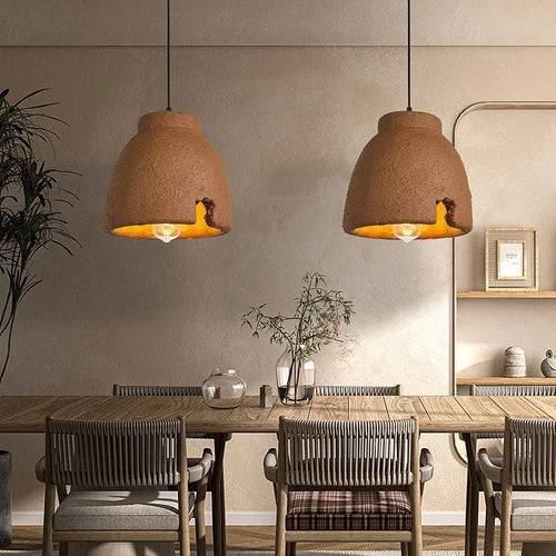 Nordique Wabi Sabi E27 Led lustres salle à manger lampes suspendues Lustre argile suspension lampe décor à la maison Loft luminaires suspendus - vue 4 sur 8