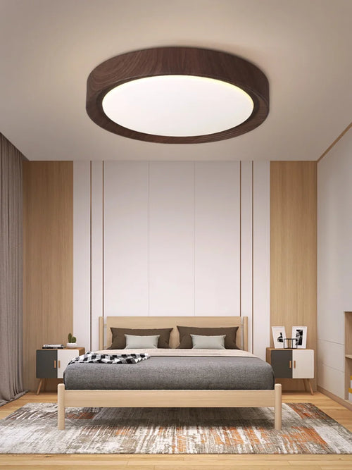 plafonnier led design nordique en bois et fer décoratif - vue 3 sur 11