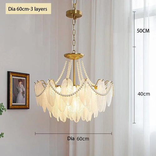 plafonnier de luxe en verre et plumes pour un éclairage décoratif intérieur - vue 12 sur 11