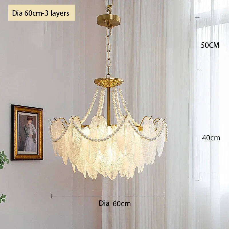 plafonnier de luxe en verre et plumes pour un éclairage décoratif intérieur - vue 11 sur 11