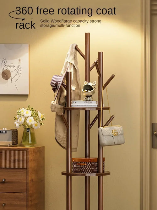porte-manteau en bois organisateur rotatif pour vêtements - vue 3 sur 11
