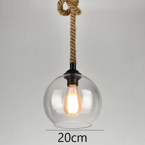 corde de chanvre avec boule de verre lumière led tissage à la main - vue 11 sur 11