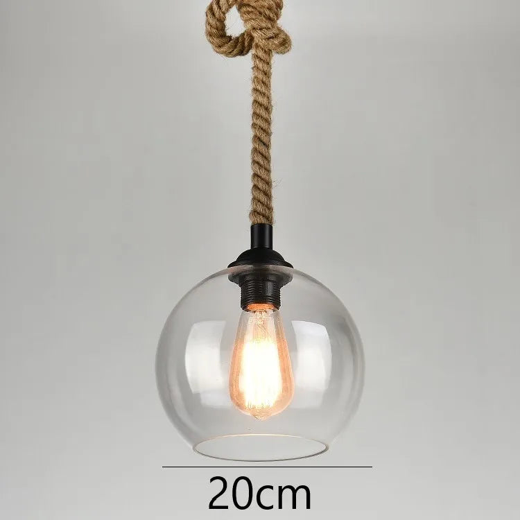 corde de chanvre avec boule de verre lumière led tissage à la main - vue 10 sur 11
