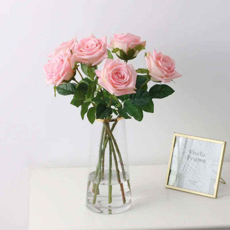 fleurs de roses artificielles en latex pour décoration élégante - vue 4 sur 11