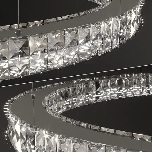 lustre en cristal transparent à led pour décoration intérieure moderne - vue 7 sur 17