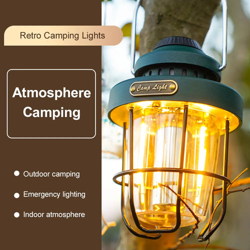 lampe rétro portable rechargeable pour camping et éclairage extérieur - vue 7 sur 8