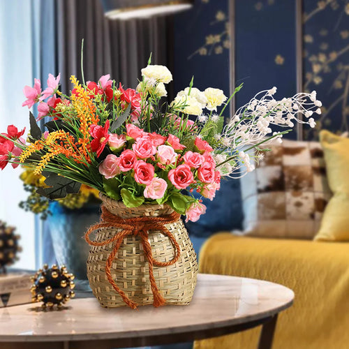 panier à fleurs en osier et rotin pour décoration rustique - vue 7 sur 7