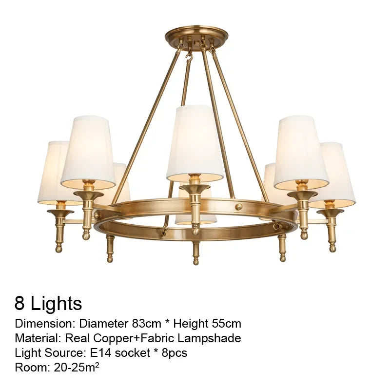 Lustre rond en cuivre complet pour chambre à coucher - vue 12 sur 12