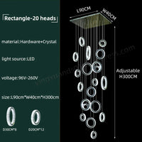 Modern LED Crystal Chandelier Nordic Ring Hanging Lights for Living Room, Hanging Lamps Fixtures Staircase Lighting Pendant Lamp