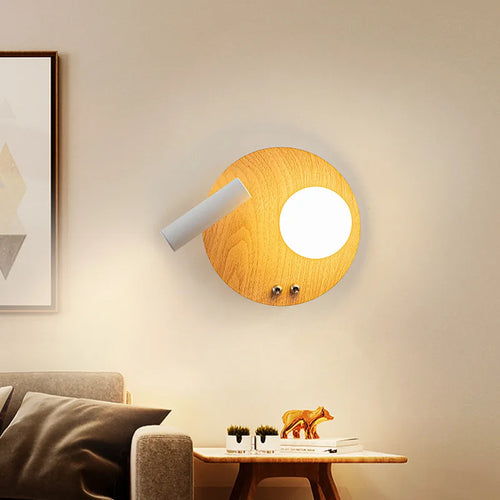 applique murale led en bois massif simple lampe décorative d'étude à haricots magiques - vue 4 sur 12