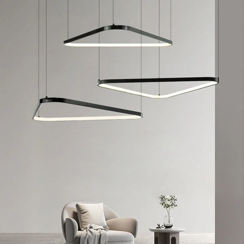 lustre Moderne noir irrégulier Led éclairage salon salle à manger nordique décor à la maison chambre - vue 5 sur 13