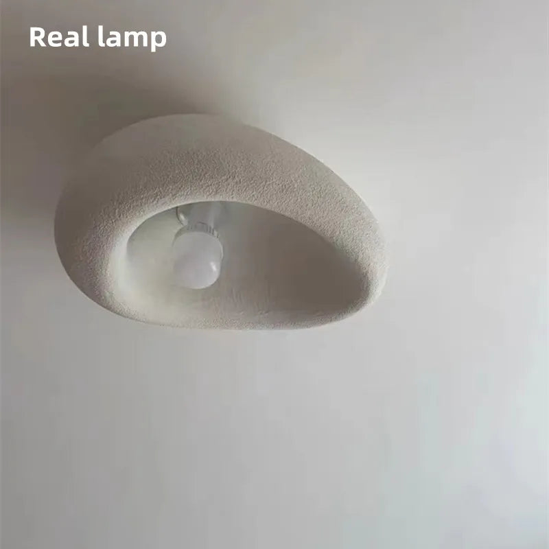 Nordic minimalist Wabi Sabi E27 Led Ceiling Light Modern Japanese Cream style bedroom ceiling light gloss decorative luminaire - vue 5 sur 12