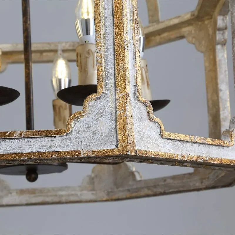 lustre rétro américain en bois massif pour villa vintage - vue 5 sur 7