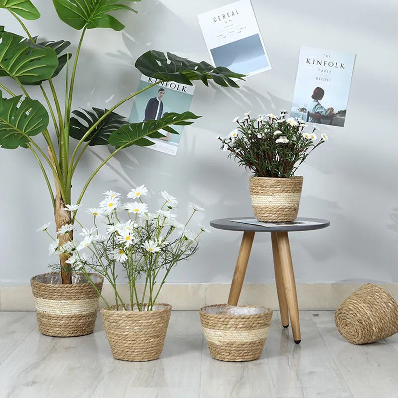 panier en paille pour plantes d'intérieur et d'extérieur - vue 6 sur 28