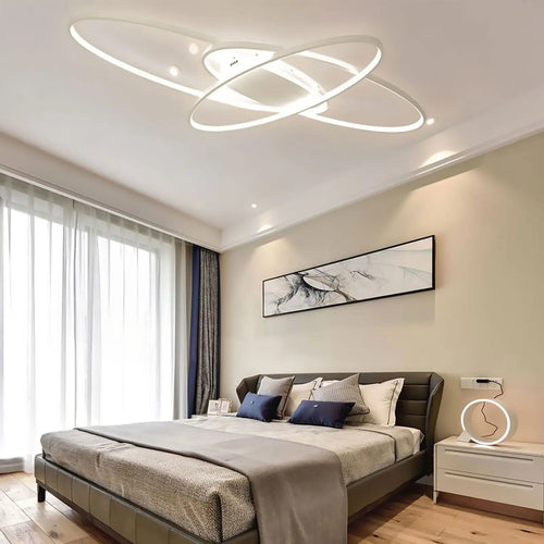 plafonnier led décalé 3 ellipses télécommande - vue 5 sur 8