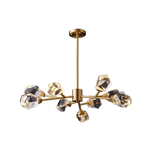 lustre moderne en laiton diamant cristal led de luxe - vue 7 sur 18